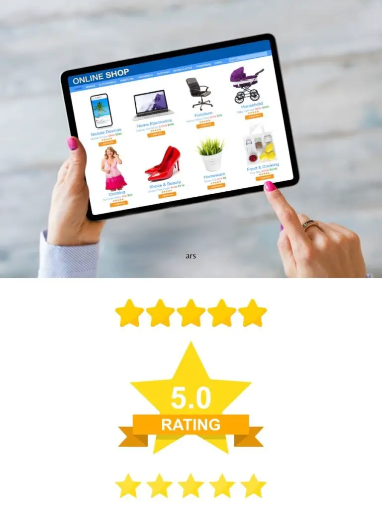 a hand holding a tablet with a screen showing a product and a product review to highlight the importance of adding reviews to Squarespace and other website platforms.