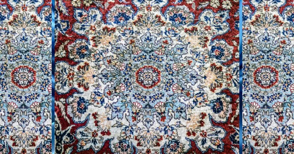 A collage of silk rugs that are a representation of the most expensive rugs in the world.