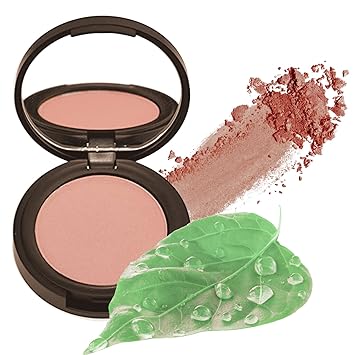 Dusty rose blush in a round black compact to show the varieties of best blushes for skin over 60