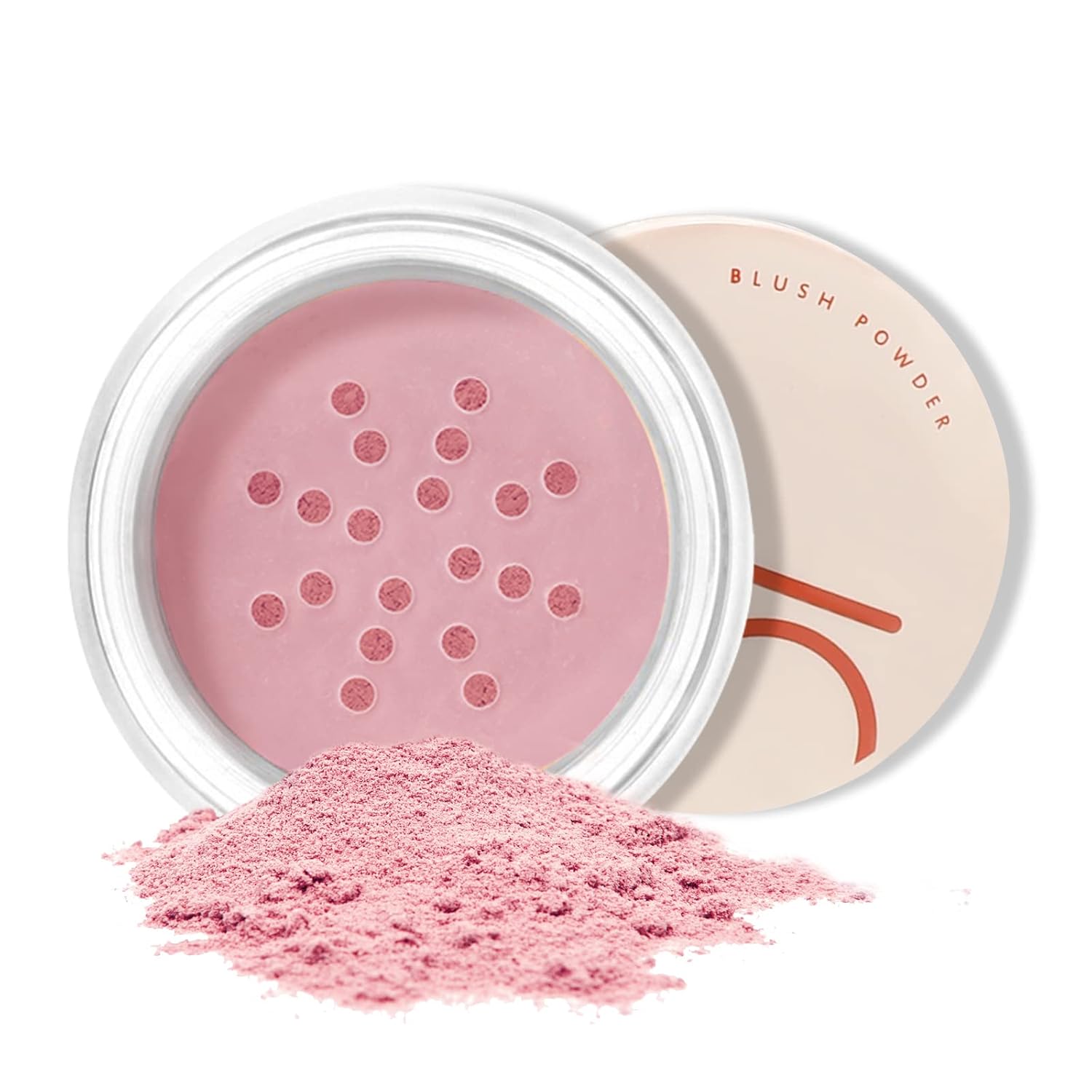 Pink powder blush in a round white compact to demonstrate the variety of best blushes for over 60 skin