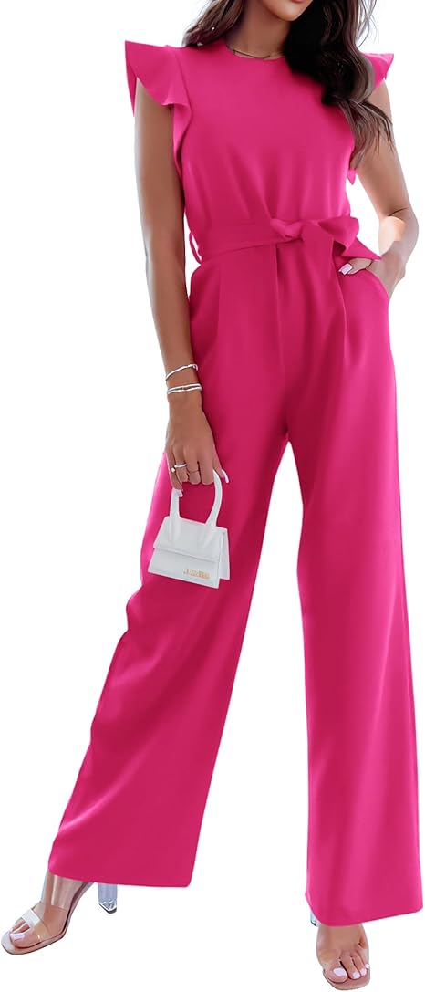 Bright pink women's one piece jumpsuit