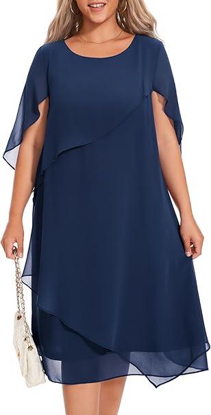 Women's navy blue cape dress 