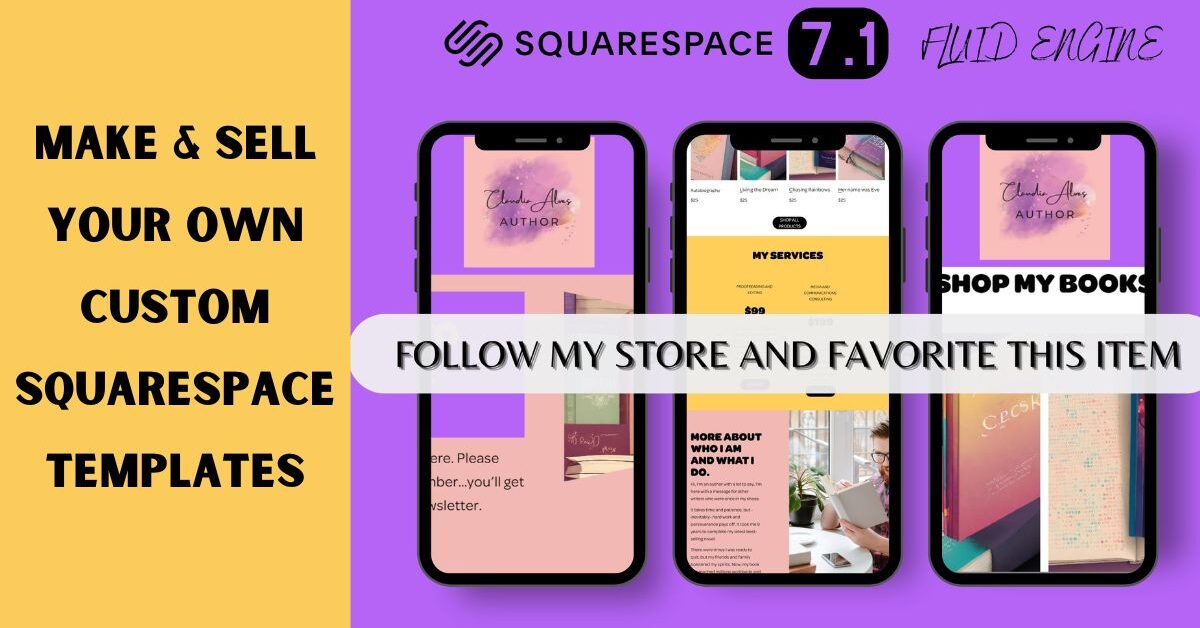 Yellow and Purple Custom Squarespace Templates examples