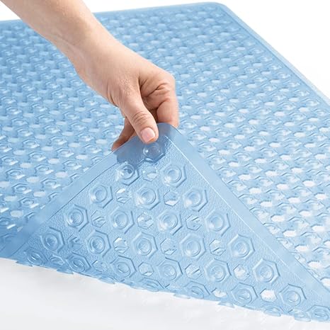 Blue textured bath tub shower mat 