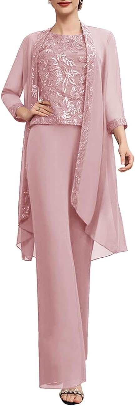 Light pink 3 piece women's suit perfect when wondering what to wear to a wedding over 50