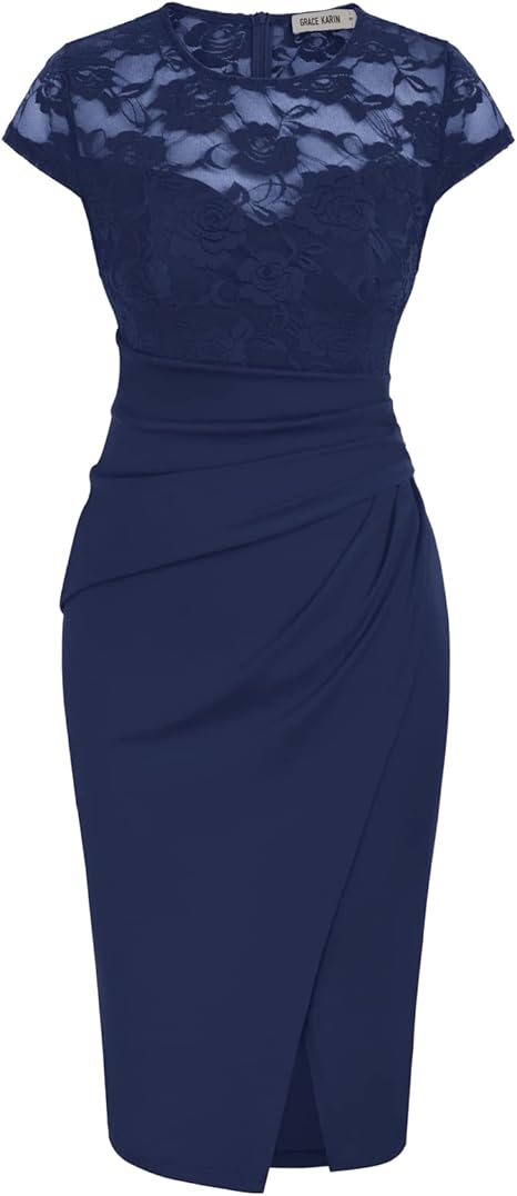 Fitted navy blue dress perfect when wondering what to wear to a wedding over 50