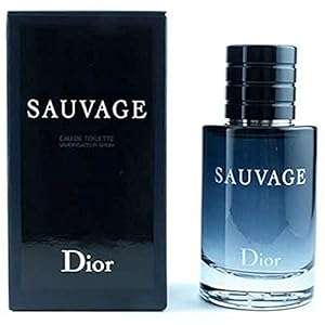 Dior savage perfume bottle next to a black box touted as one of the best colognes for men over 50