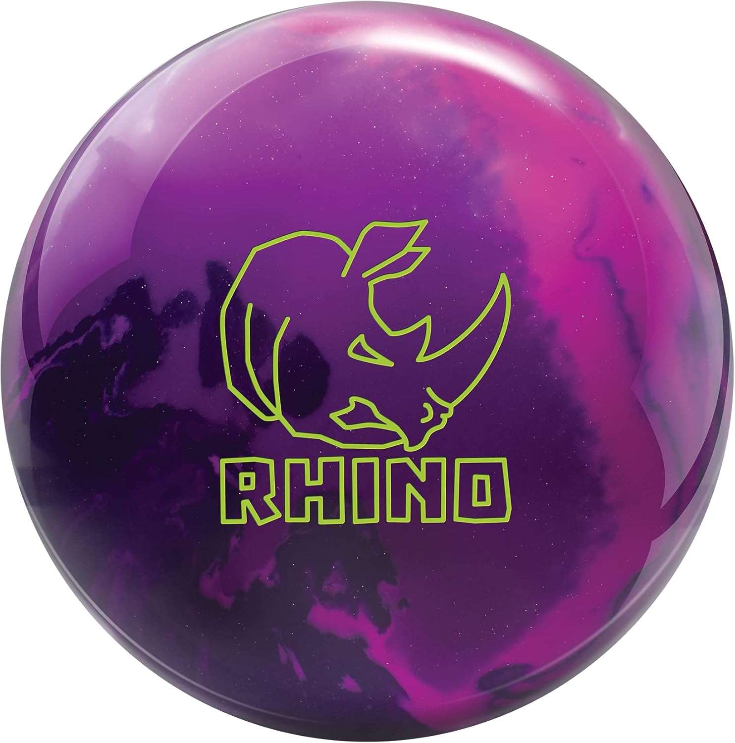 Pink and purple marble bowling ball