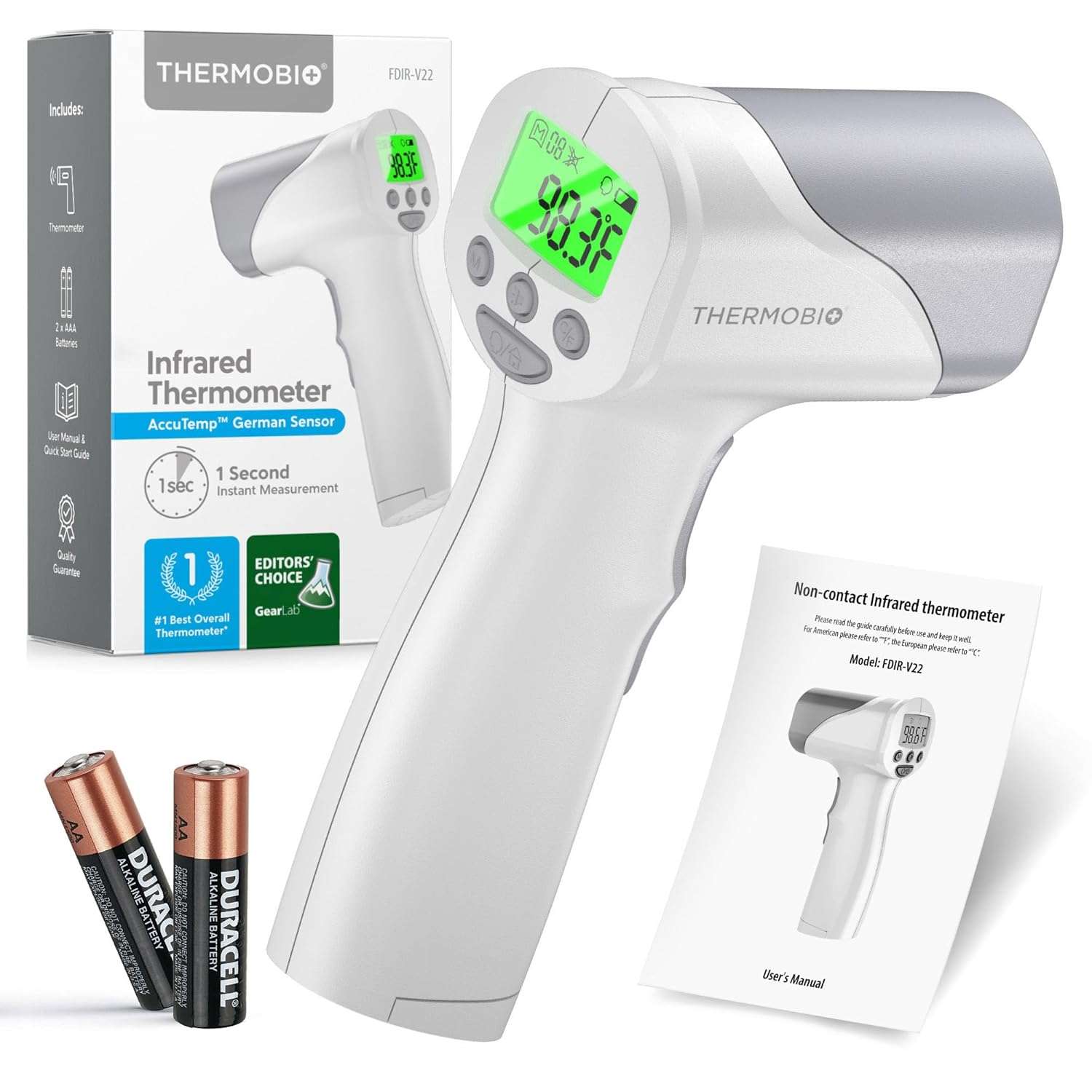 a infrared thermometer and a box