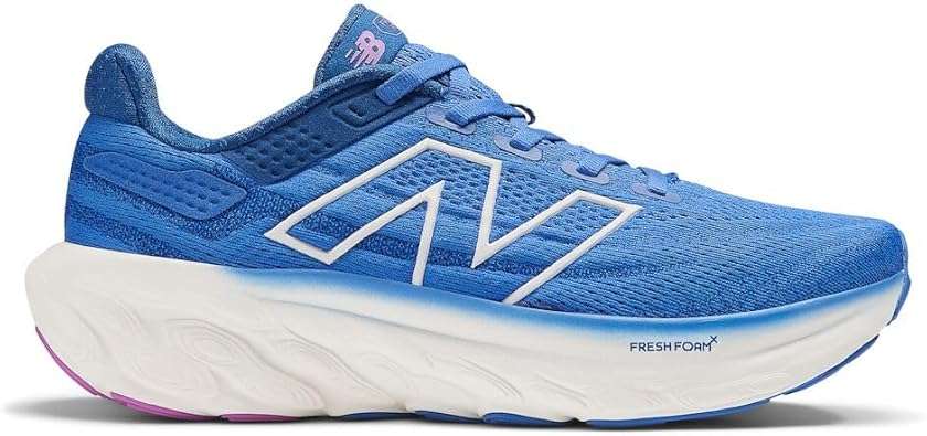 a blue and white running shoe to demonstrate one of several best arch support sneakers for women over 50