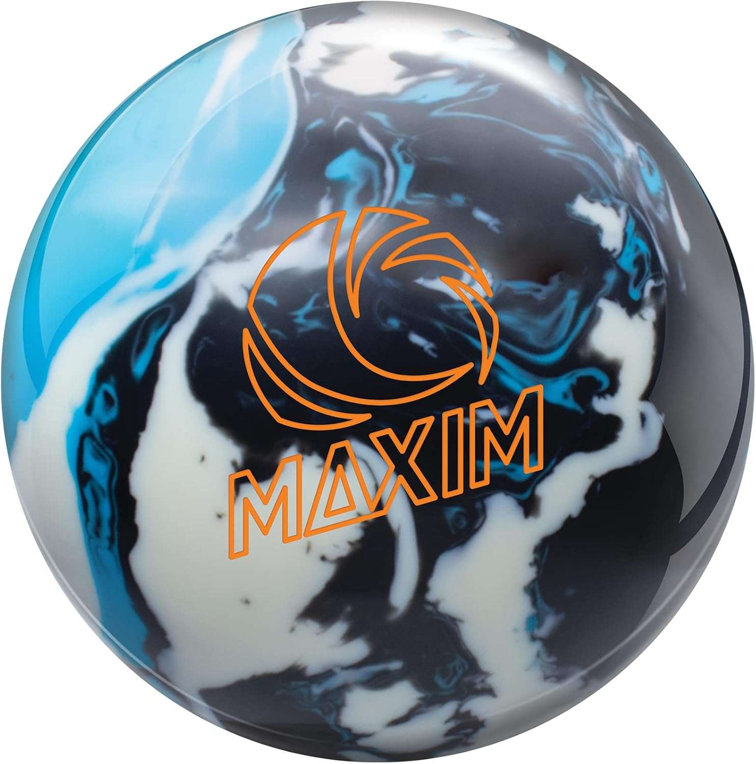 Light blue, dark blue, and white marble bowling ball that does not fit under the category of most expensive bowling balls