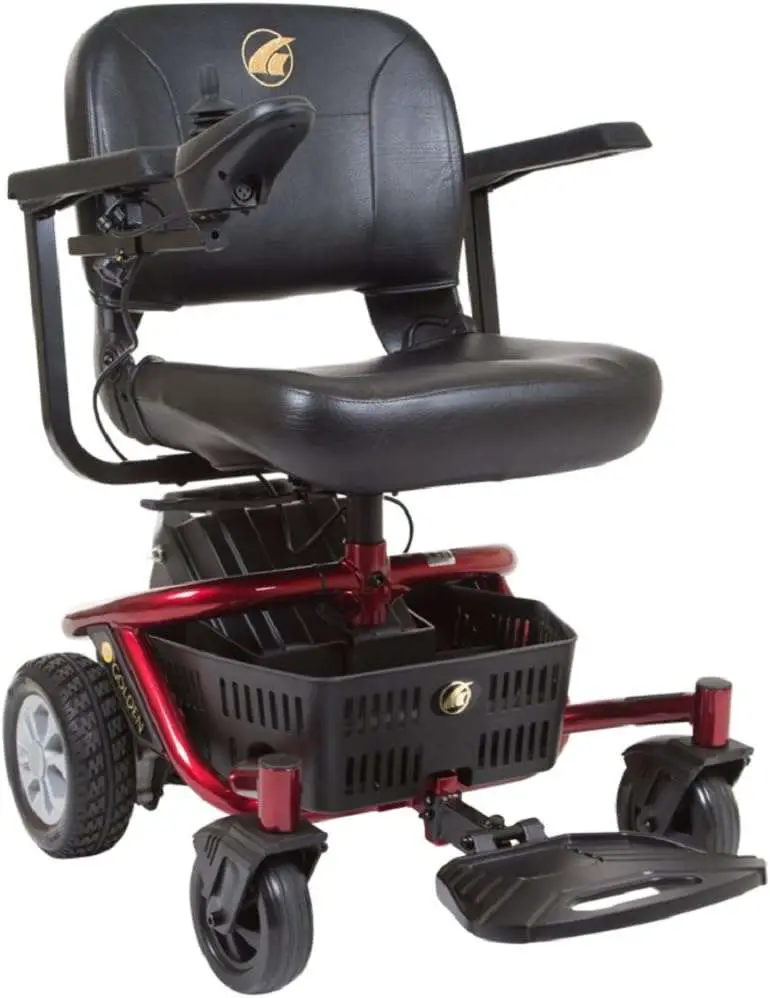 a black power wheelchair with a basket to demonstrate one of many types of mobility devices for seniors