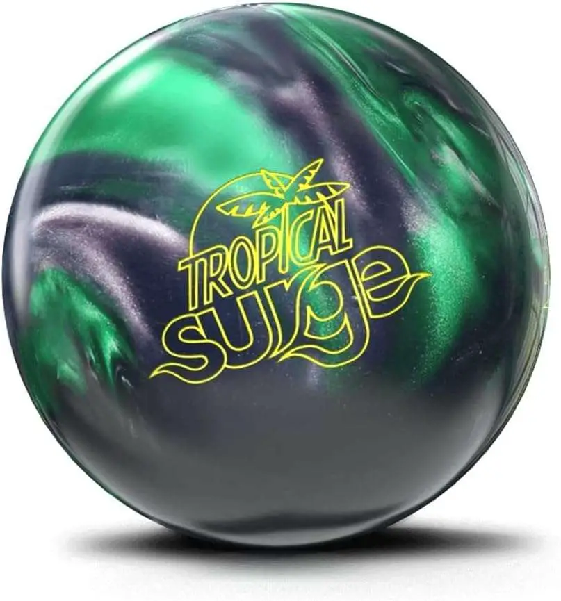 green and black marble bowling ball