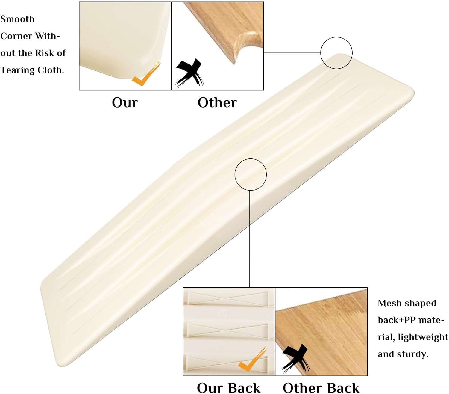 a white rectangular transfer board to demonstrate one of many mobility devices for seniors