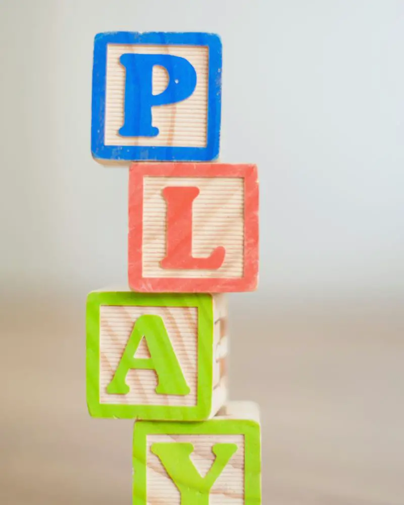 Colored lettered blocks stacked on top of each other. Great for someone who wants to know how to create your own memory games.