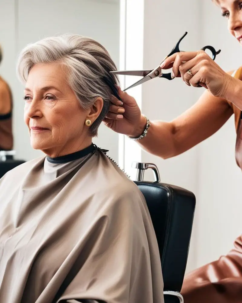 a woman getting her hair cut