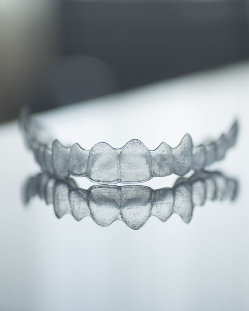 a clear plastic teeth on a white surface showing Invisalign for adults over 50