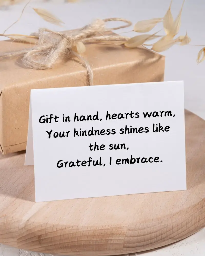 a gift box with a thank you card on it that was written using an AI Haiku generator