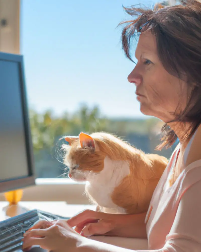 Image of a woman working on her computer created using Open AI Tools