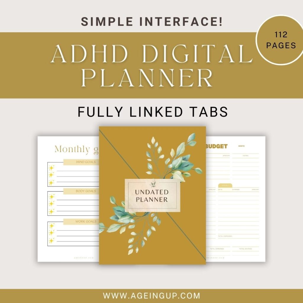 a digital planner with a yellow cover mockup