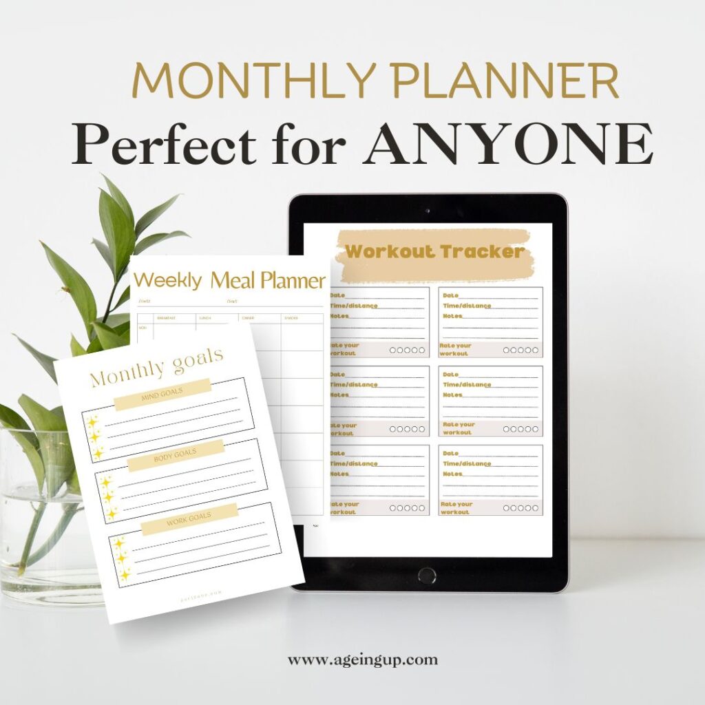 a tablet with a weekly planner and a plant in a glass vase to demonstrate a mockup of free planner templates for Goodnotes