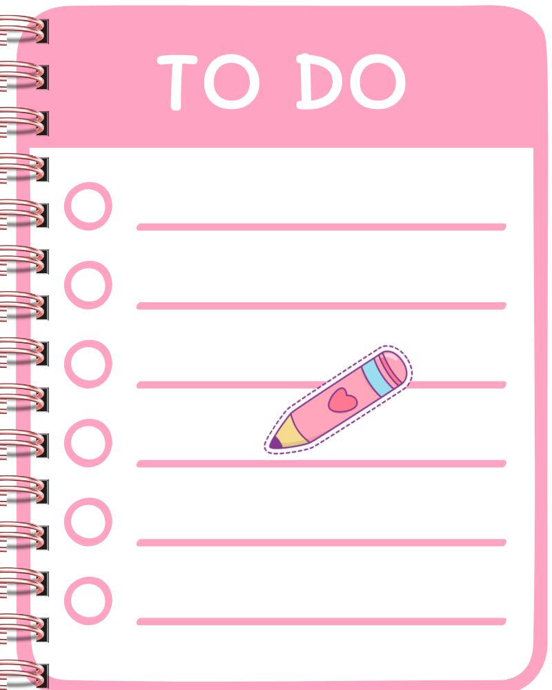 a notebook with a pencil and circles demonstrating sections of a freeprintable days of the week calendar