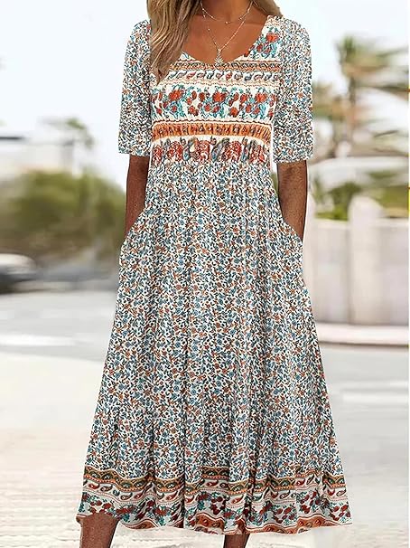 a woman a boho style over 50 dress