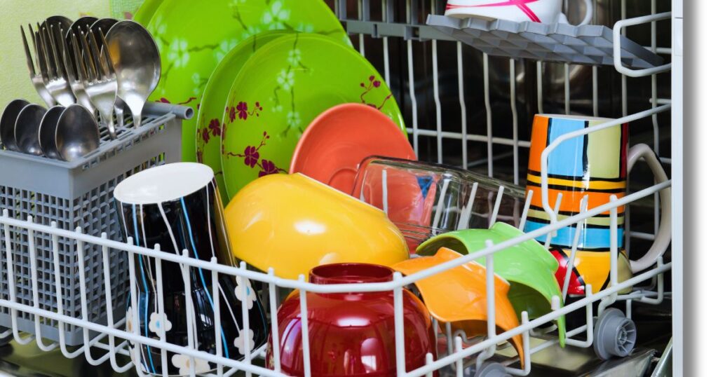 a dishwasher full of dishes to help answer the question "are ceramics dishwasher safe"